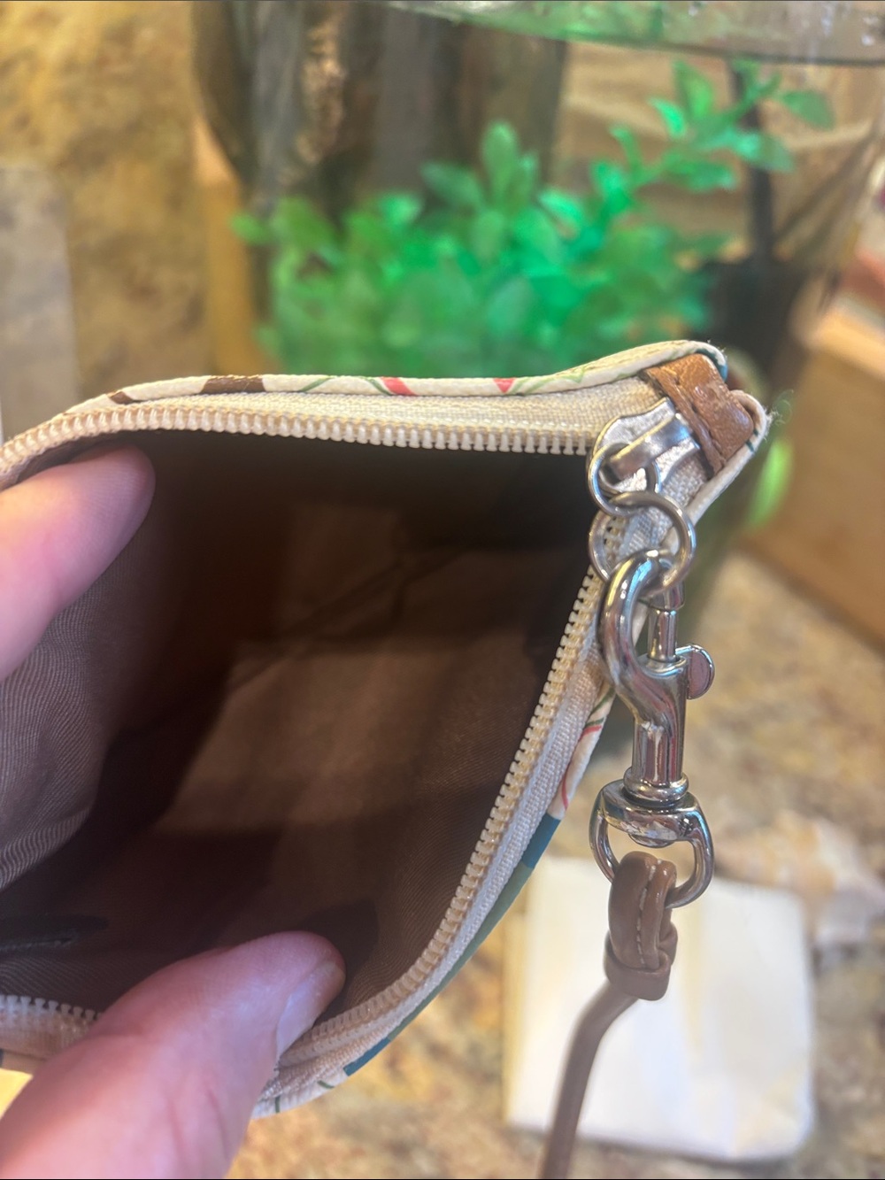Coach Multicolor Signature Wristlet with Green Stripe with dustbag - Picture 6 of 7